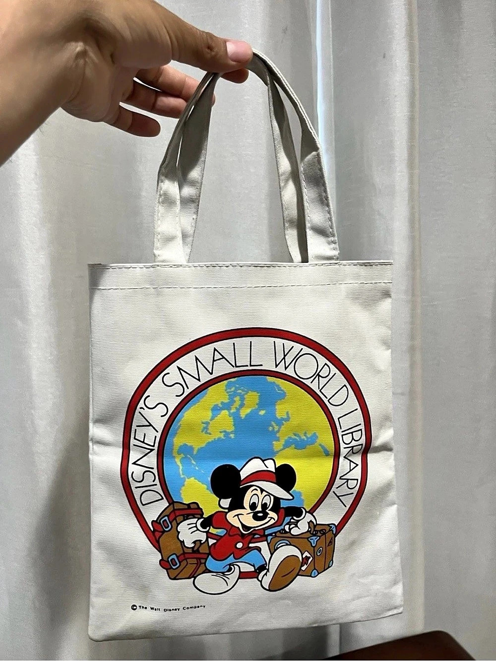 Disney 's Small World Library Mickey Mouse Canvas Tote Bag Small World Library